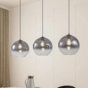 Lucande hængelampe Brillar, røggrå, glas, 3 lyskilder, 128 cm