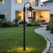 Lindby vejlampe Zayn, sort, glas, højde 109 cm, IP65