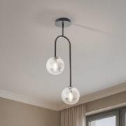 Atria loftlampe, røggrå/sort, højde 76 cm, 2 lyskilder.