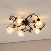 Arianna loftlampe, bronzefarvet, 5 lyskilder, jern, glas