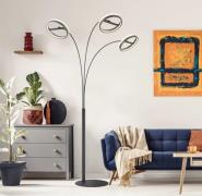 LED-gulvlampe Della, højde 190 cm, sort/mørkegrå, 3 lyskilder.