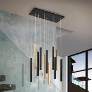 LED-hængelampe Varas dæmpbar, 11 lyskilder, guld/sort, metal