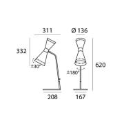 Stilnovo bordlampe Megafono, elfenbensfarvet, 62 cm, metal