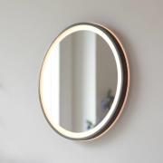 LED-vægspejl VIDRO, grå, Ø 46 cm, powerbank, afbryder