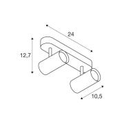 SLV LED-loftspot Noblo, længde 24 cm, metal, 2 lyskilder, 24 W, 2400 l...