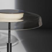 Oluce LED-gulvlampe Dora, nikkel/røggrå, metal, PMMA