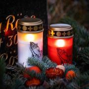 STERNTALER LED-gravlys, rød, højde 12 cm, IP44, batteri