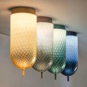 OLEV LED-loftlampe Curuba, ravfarvet, glas, højde 40 cm 2.700 K