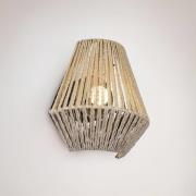 LED-væglampe Lira, brun, papirgarn, touch, H 19 cm