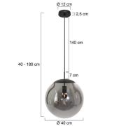 Hængelampe Bollique, sort, Ø 40 cm, glas, 1 lyskilde, kugle