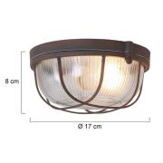 Loftlampe Lisanne, brun, Ø 17 cm, metal, glas, E27