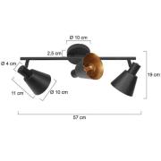 Loftspot Oeroe, 3 lyskilder, sort, metal, E14