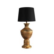 Bordlampe Alma, sort/brun, højde 69 cm, træ/stof