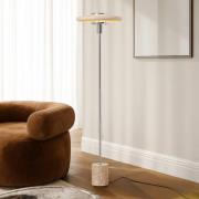 Lindby gulvlampe Branford, retro, beige, metal/travertin