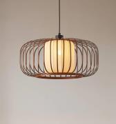 Lindby Davella pendellampe, Ø 50 cm, bambus, tekstil
