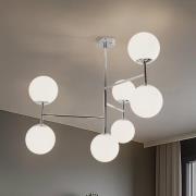 Loftlampe Korek, krom/hvid, glas, 75 cm, 7 lyskilder, E14