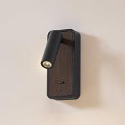 Lindby LED-væglampe Tallis, sort, USB-C, bevægelig
