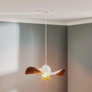 Hængelampe Jil, skærm buet, hvid/kobber