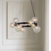 Lucande hængelampe Marvi, Ø 68 cm, sort, glas, metal