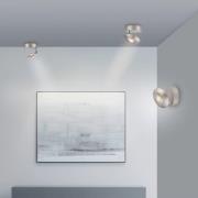 PURE LED-loftlampe Oculis, sølvfarvet Ø 15 cm jern/glas