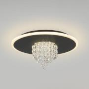 LED-loftslampe Deluge, sort, Ø 32 cm, metal/akryl