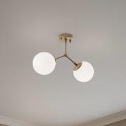 Loftlampe Damar, guld, glas, 2 lyskilder, længde 44 cm, E27