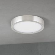 LED-loftlampe Disc, nikkelfarvet satineret, Ø 14 cm, CCT