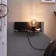 Paulmann væglampe Devara, sort 40 cm E27 USB-port