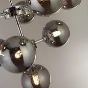 Pendellampe Zarath, røggrå, glas, 9 lyskilder, Ø 49 cm