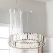 LED-hængelampe Filumena, grå/klar, metal/glas, Ø 35 cm