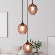 Hængelampe Ojay, blomme/sort, glas, 3 lyskilder, E27