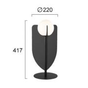 Bordlampe Fedora, højde 42 cm, sort, metal/glas