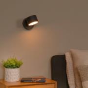 LED-væglampe Gian, sort, bredde 11 cm, metal