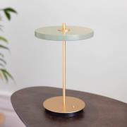 UMAGE LED-batteridrevet bordlampe Asteria Move olivengrøn/messing 31 c...