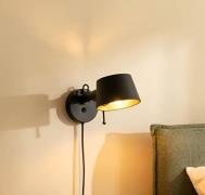 Lucande væglampe Silka, 14 cm, sort, fleksibel, stik