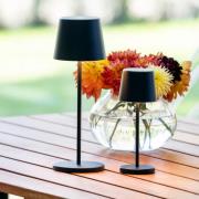 LED-batteridrevet bordlampe Vence, højde 32 cm, sort, IP54, USB