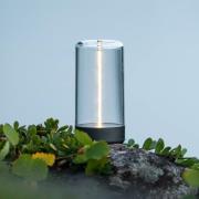 LED-batteridrevet bordlampe Edison, højde 15 cm, grå/klar, IP54