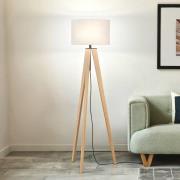 Gulvlampe SHINE-WOOD, sand/sort/eg Højde 164 cm 3 x E27