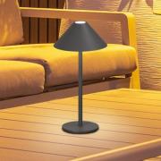 LED-batteridrevet bordlampe Prato, sandgrå, højde 25 cm metal, IP54