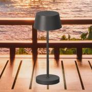 LED-batteridrevet bordlampe Sienna Pro, sandgrå, 24 cm, metal IP54