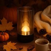 LED-batteridrevet bordlampe Fenya, sort/røggrå Højde 14 cm IP54