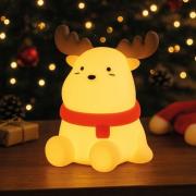 LED-akkulampe Micha, beigefarvet Højde 15 cm Silikone