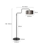 Gulvlampe Bloeba, sort/sølv, højde 165 cm, velour