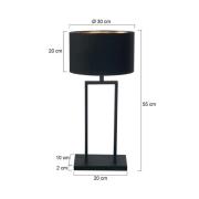 Bordlampe Stang, sort/sort-guld, højde 55 cm, chintz