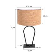 Bordlampe Stang, sort/brun, højde 71 cm, kork