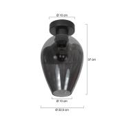 Loftlampe Bloeba, sort/røggrå, Ø 22 cm, glasdråbe