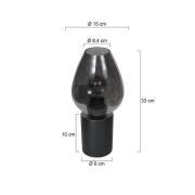 Bordlampe Bloeba, sort/røggrå, Ø 15 cm, glasdråbe