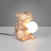 Bordlampe Capi, guldfarvet, højde 25 cm, kunstharpiks, G9