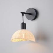 Væglampe Calvi, naturratan, sort, metal, Ø 18 cm