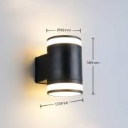 LED-udendørs væglampe Cusco, sort, højde 14 cm, IP44 GX53-LED
